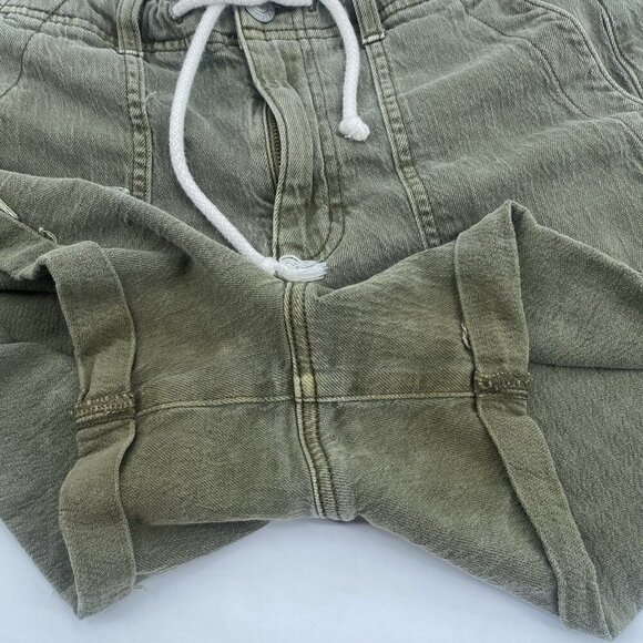 American Eagle Size 8 Olive Stretch Denim Utility Tomgirl Drawstring Shorts - Picture 14 of 16